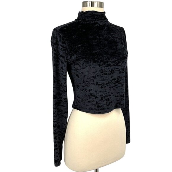 Lululemon All Aligned Mock Neck Long Sleeve Crushed Velvet Black Size 8 - Picture 7 of 8